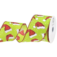 Christmas Iridescent Santa Hats Wired Ribbon, 2-1/2-inch, 10-yard