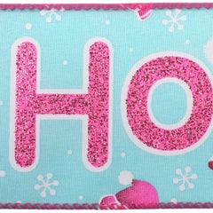Christmas Glittered Ho Ho Ho Satin Wired Ribbon, 2-1/2-inch, 10-yard