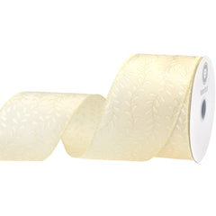 Christmas Iridescent Embossed Vines Satin Wired Ribbon, 10-yard