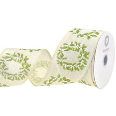 Christmas Iridescent Berry Wreaths Wired Ribbon, 10-yard