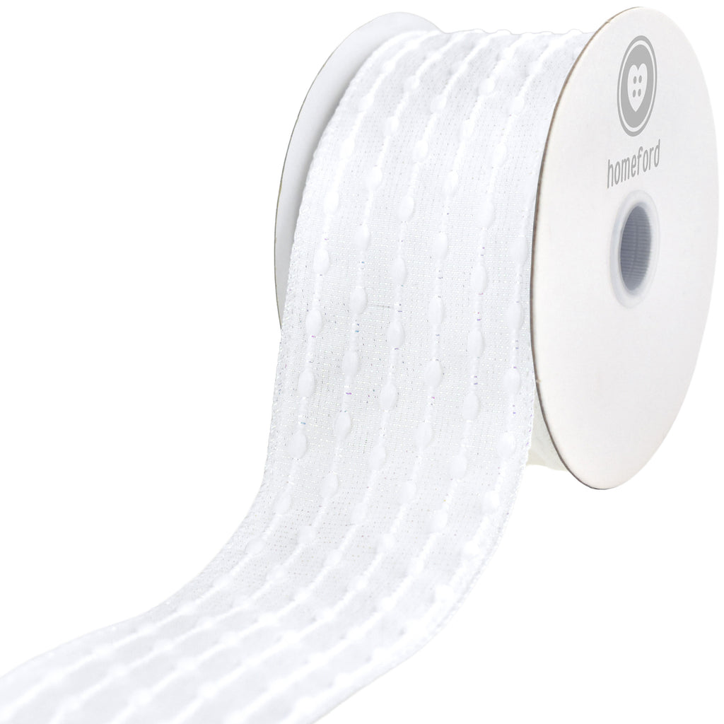 Christmas Iridescent Snowball Weave Wired Ribbon, 10-yard