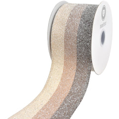Christmas Glittered Candied Stripes Wired Ribbon, 2-1/2-inch, 10-yard