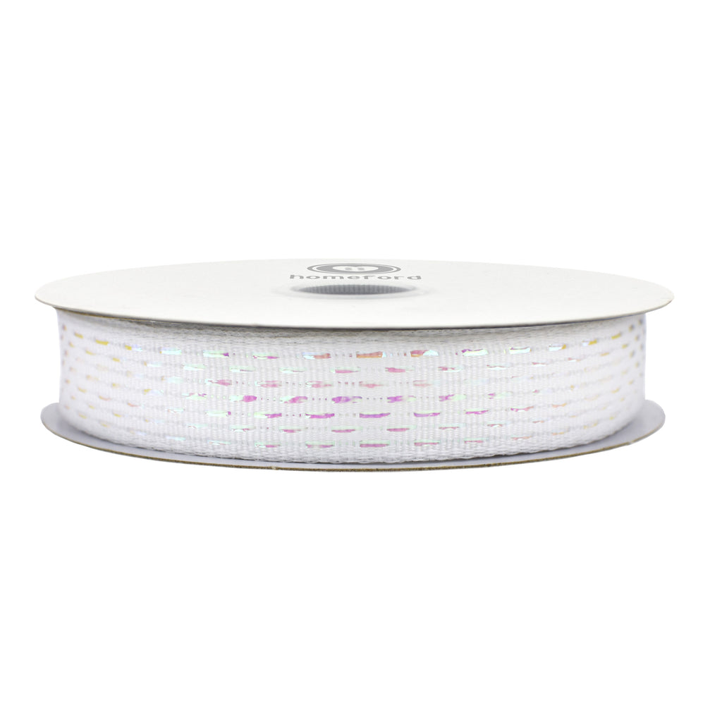 Christmas Iridescent Metallic Dash Weave Wired Ribbon, 5/8-inch, 10-yard