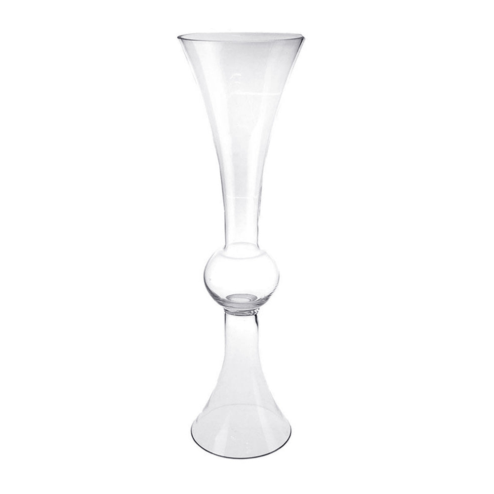 Clear Reversible Trumpet Glass Floral Vase, 24-Inch, 4-Count