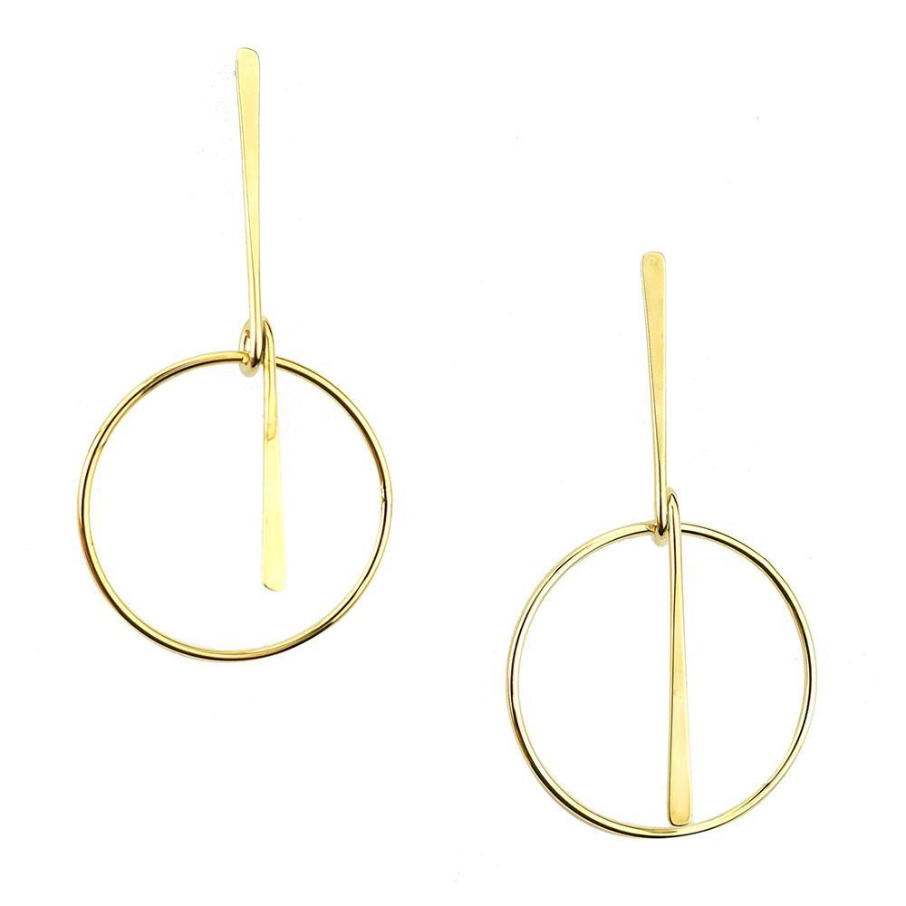 Gold Minimalist Bar Hoop Drop Earrings, 3-Inch