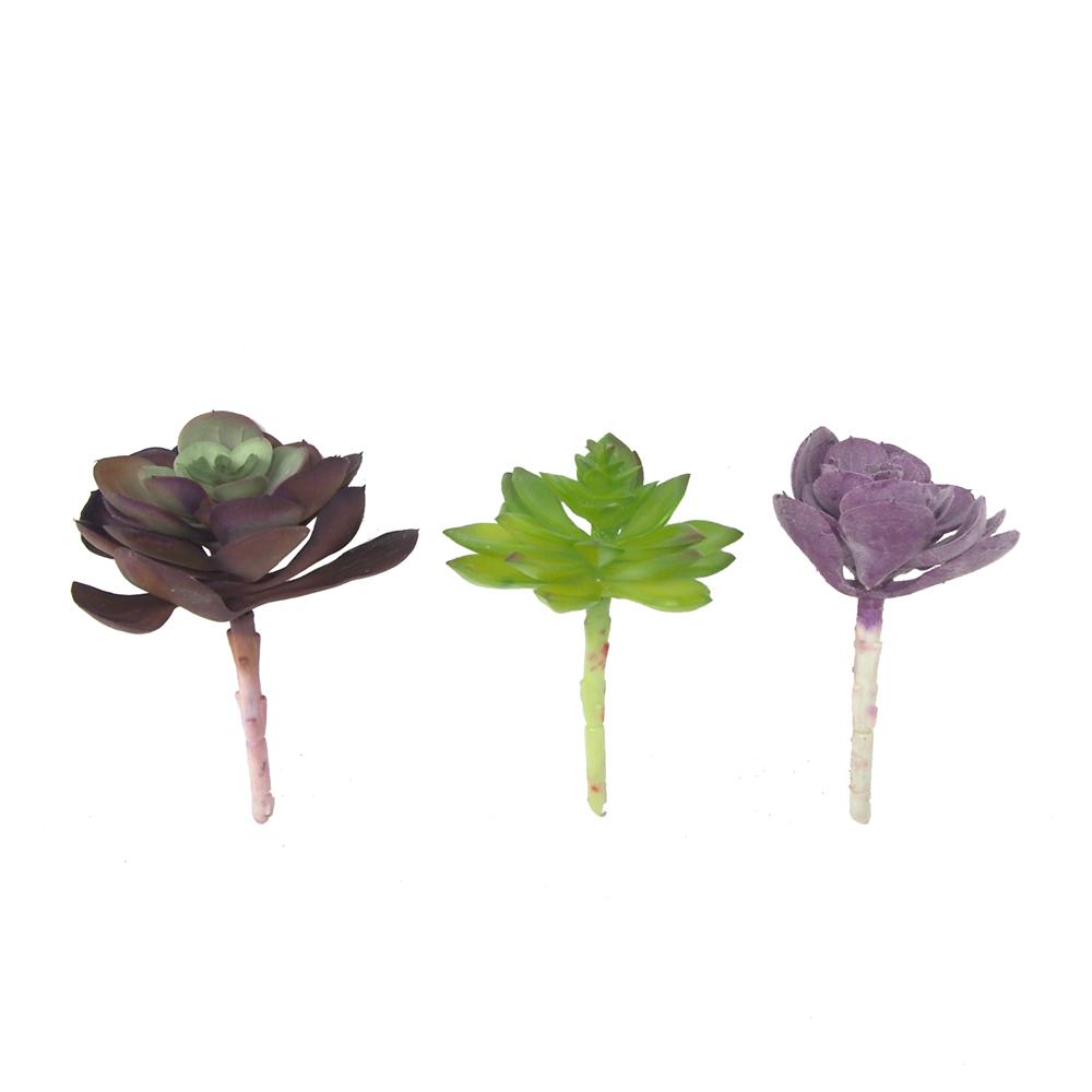Artificial Burgundy, Purple, & Green Succulent Flowers, 6-Inch, 3-Piece