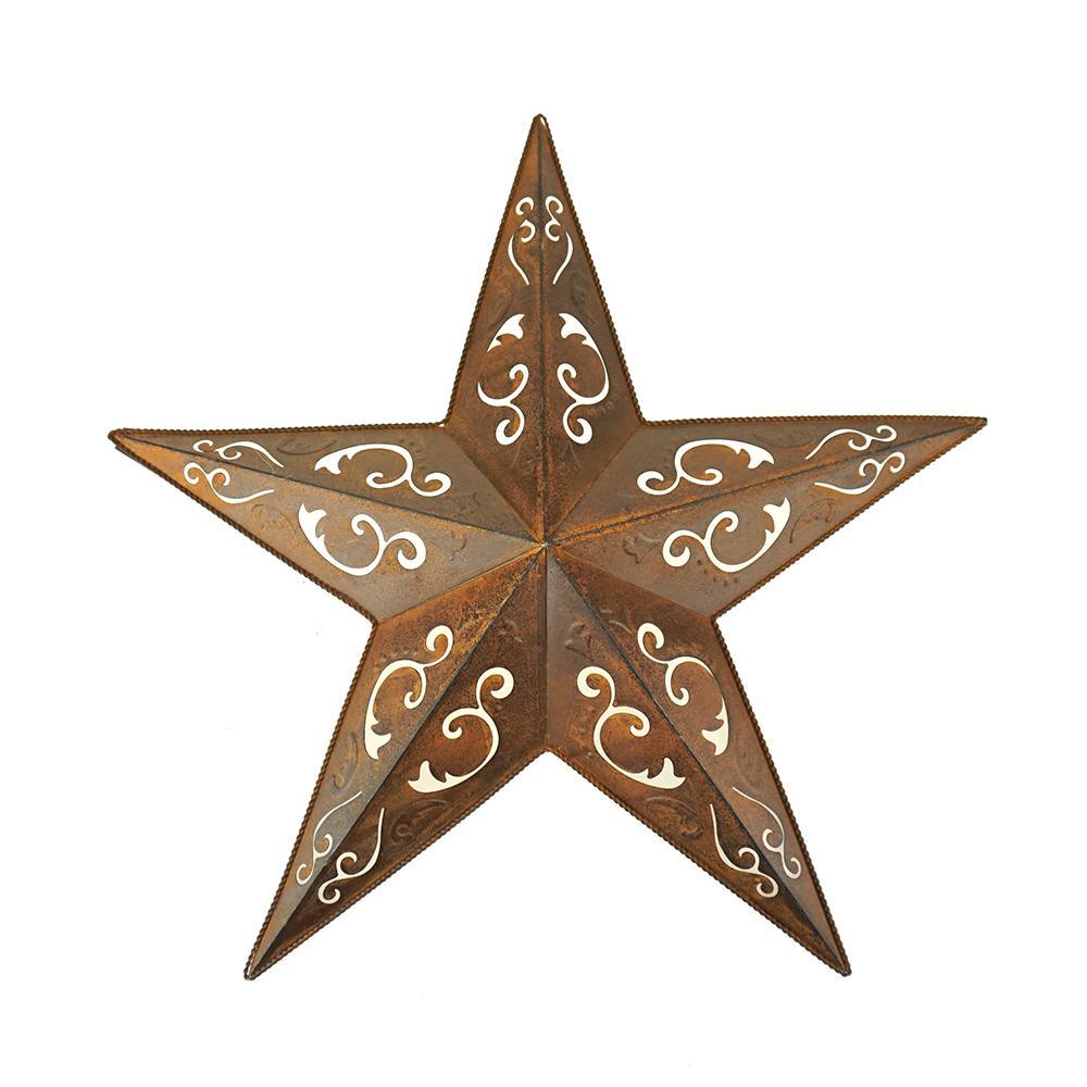 Metal Rustic Lacy Star Decor, Rust, 24-Inch