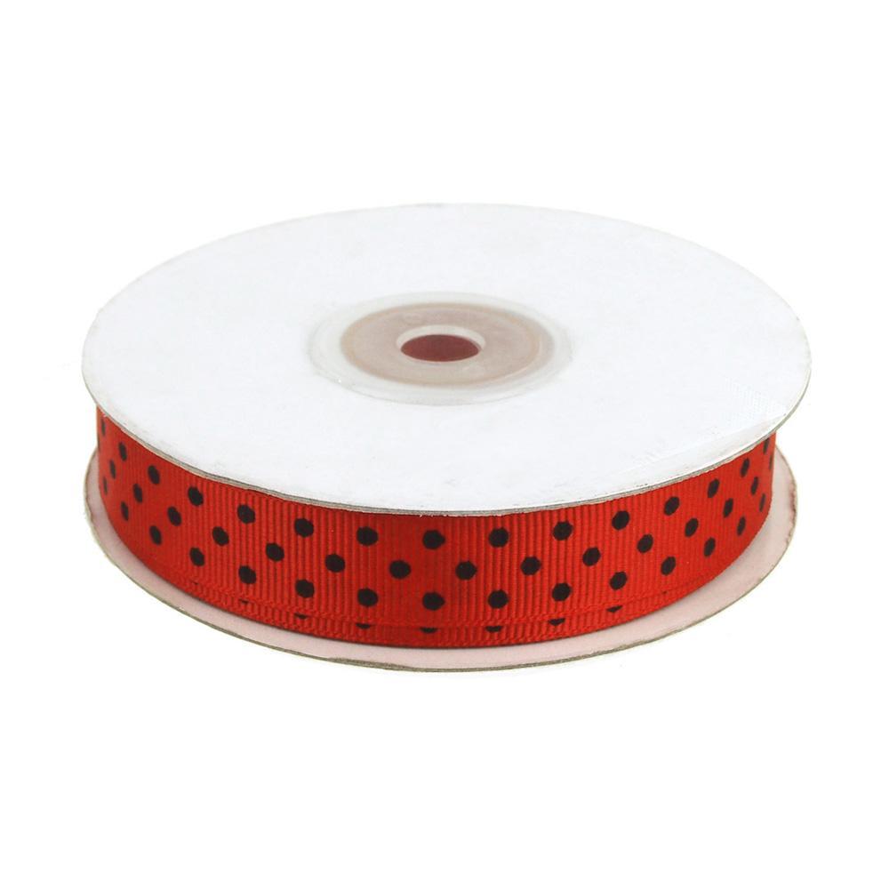 Lady Bug Grosgrain Ribbon, Red, 5/8-Inch, 25 Yards