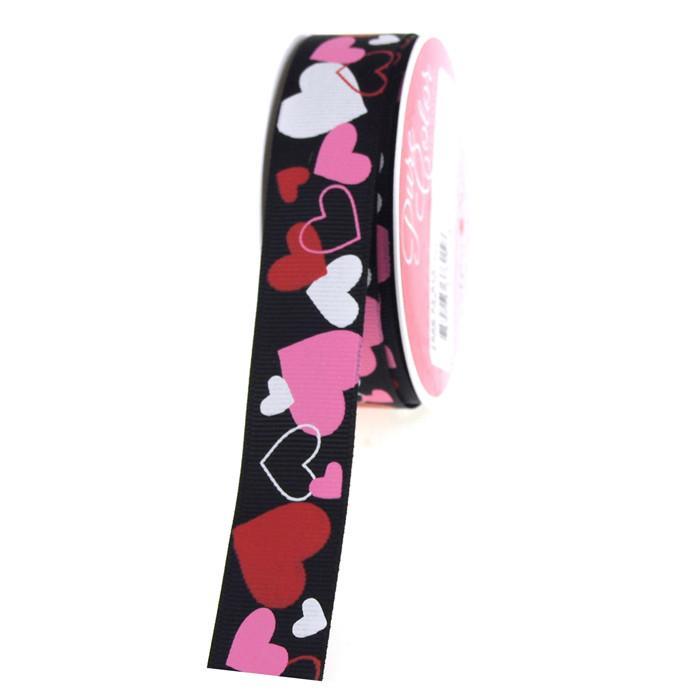 Heartfelt Black Grosgrain Ribbon, 7/8-inch, 4-yard