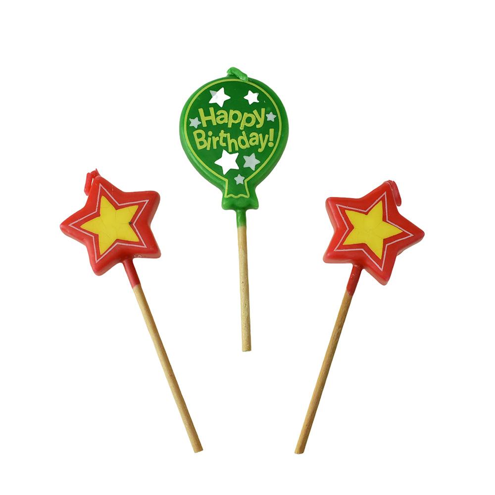 Balloon Pick Birthday Candles, 4-Inch, 3-Piece