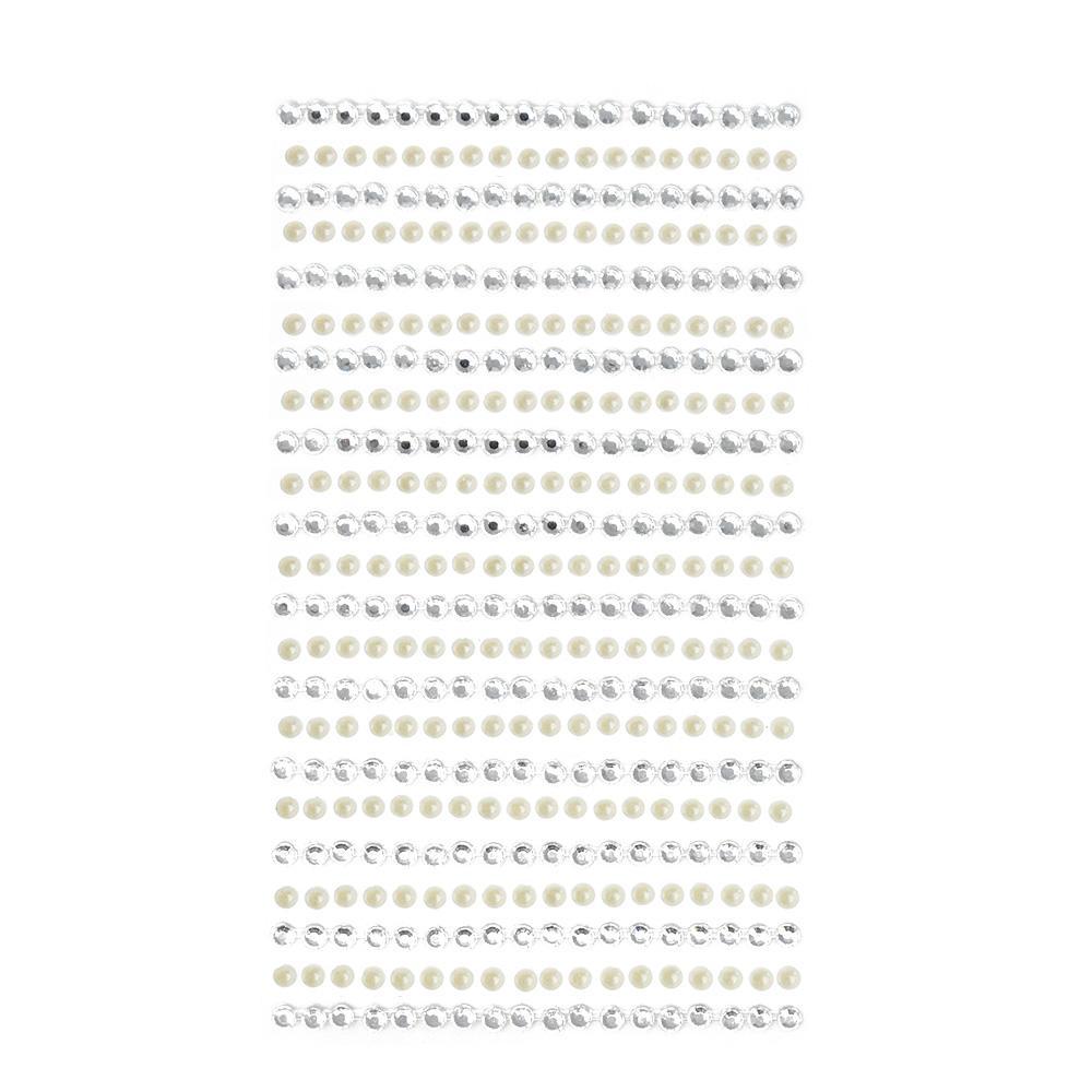 Rhinestone Gems and Pearls Sticker Strips, 1/8-Inch, 23-Count