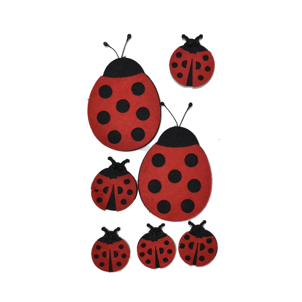 Felt Lady Bug Die Cut Stickers, Assorted Sizes, 7-Piece