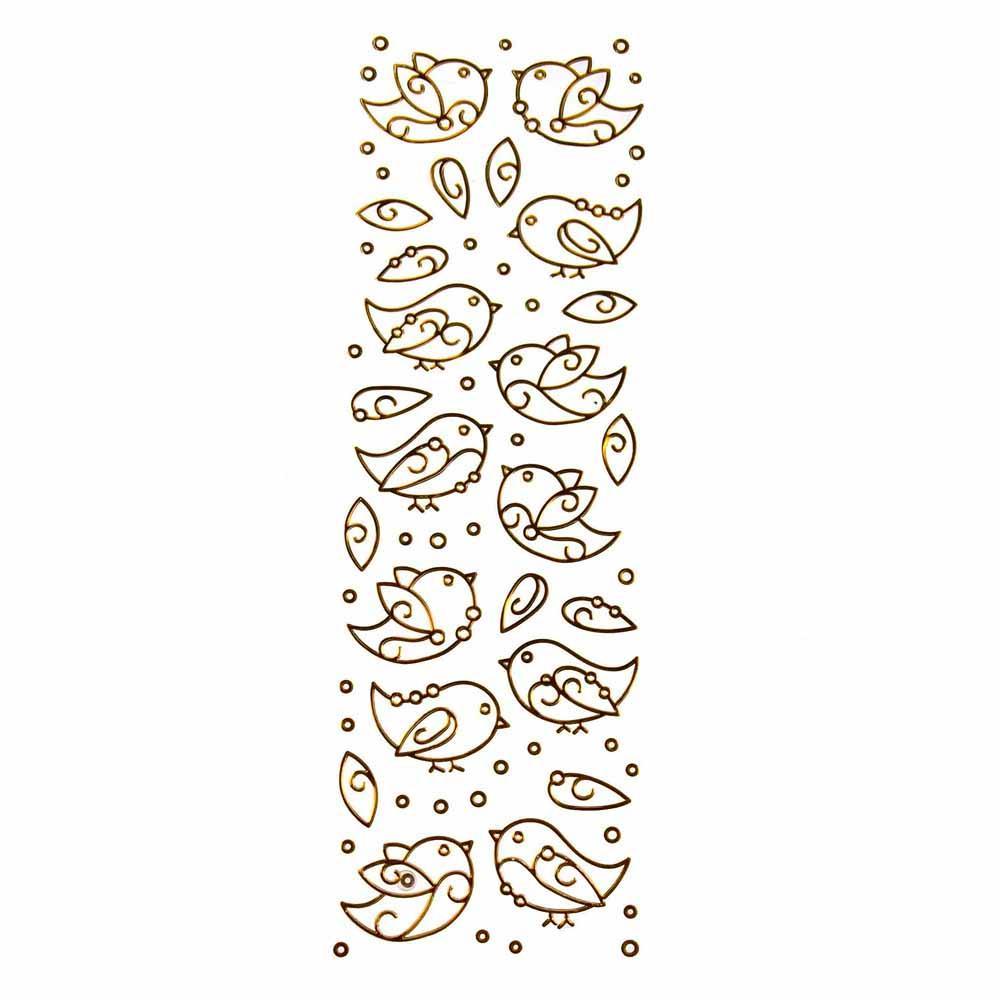 Birdie Chickadee 3D Clear Foil Stickers, Gold, 12-Count