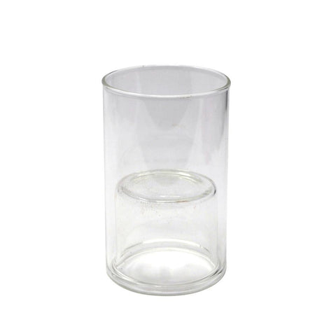 Clear Glass Cup Taper Candle Holder, 3-7/8-Inch