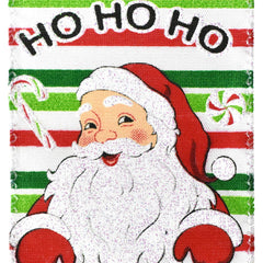 Christmas Glittered Santa Candy Stripes Wired Ribbon, 2-1/2-inch, 10-yard