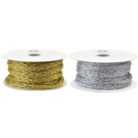 Christmas Metallic Chain Link Tubing Ribbon, 10-yard