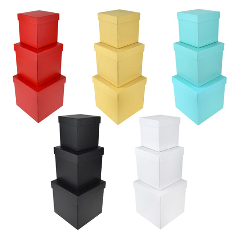 Nested Square Gift Boxes, 5-inch, 6-inch, 7-inch, 3-piece