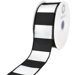 Classic Wide Horizontal Stripes Wired Ribbon, 10-yard