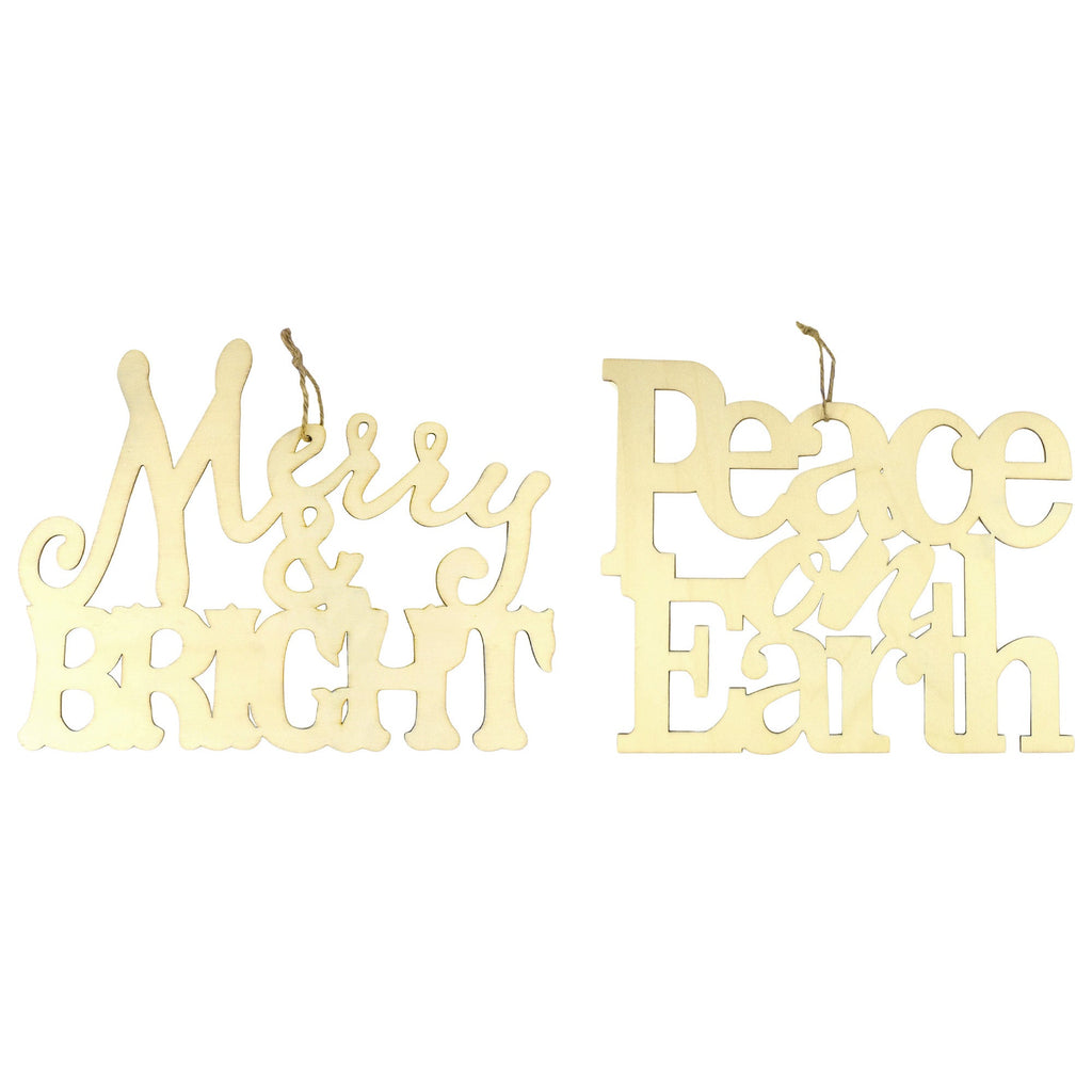Christmas Phrases Craft Wood Signs, 10-3/4-inch x 8-1/2-inch, 2-piece