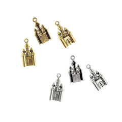Antique Style Metal Castle Charms, 1-Inch, 18-Count