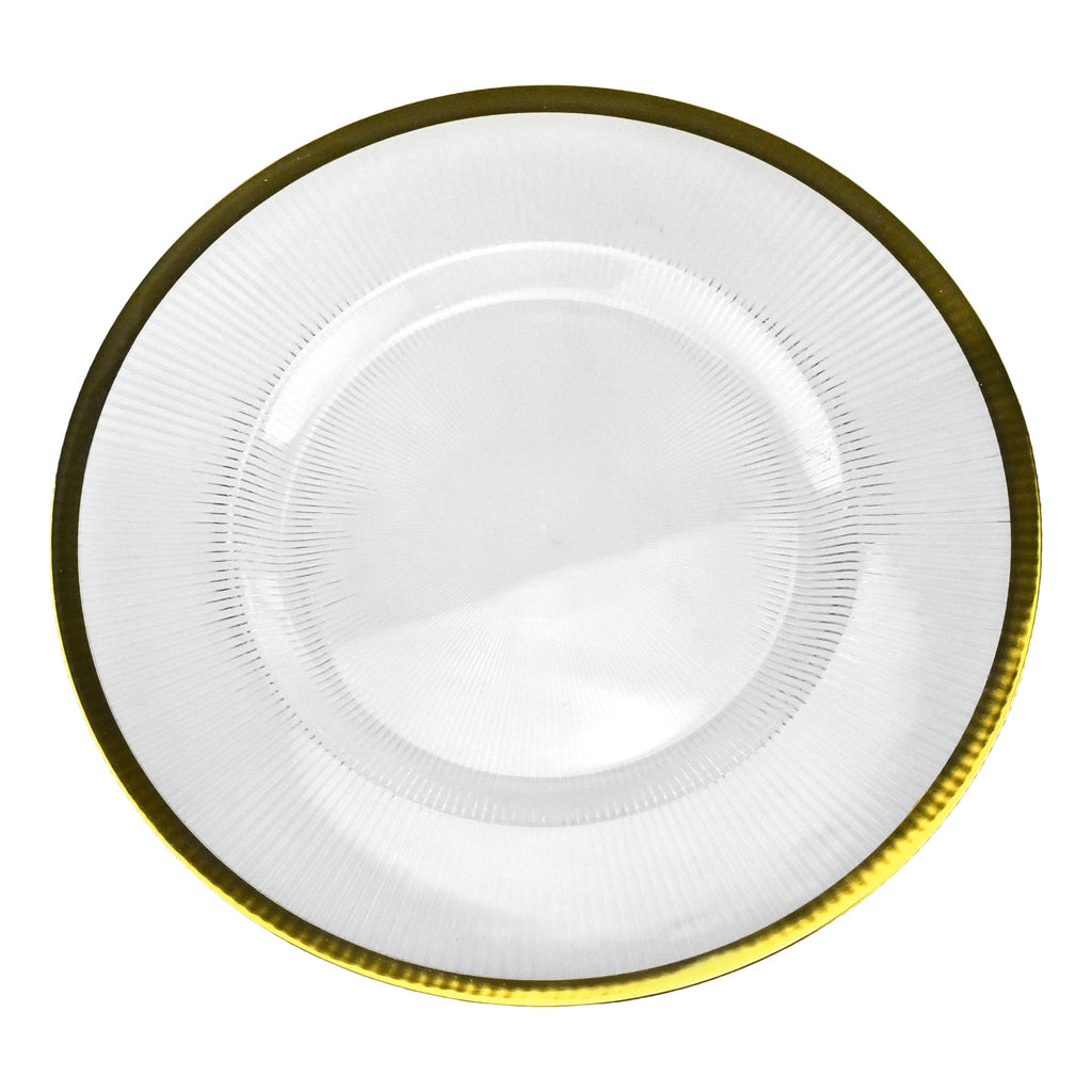 Ribbed Clear Round Plastic Charger Plate, 12-3/4-inch