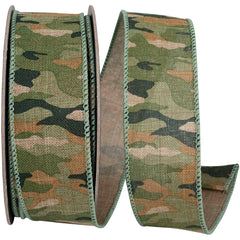 Camouflage Wired Edge Ribbon, 10-yard