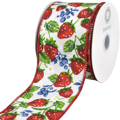 Spring Strawberries Blueberries Wired Ribbon, 10-yard