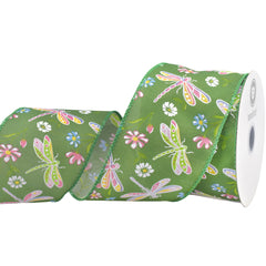 Pastel Spring Dragonflies Wired Ribbon, 10-yard