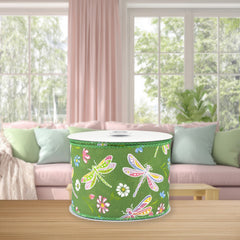 Pastel Spring Dragonflies Wired Ribbon, 10-yard