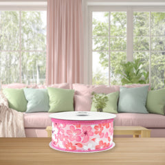 Spring Falling Sakura Cherry Blossom Wired Ribbon, 10-yard