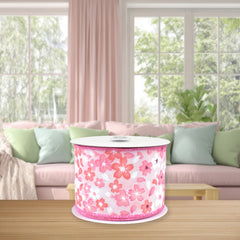 Spring Falling Sakura Cherry Blossom Wired Ribbon, 10-yard