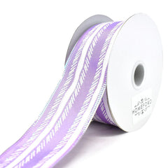 Feathered Stripes Iridescent Edge Satin Wired Ribbon, 10-yard