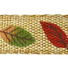 Leaves Faux Linen Autumn Fall Ribbon, 5/8-inch, 10-yard