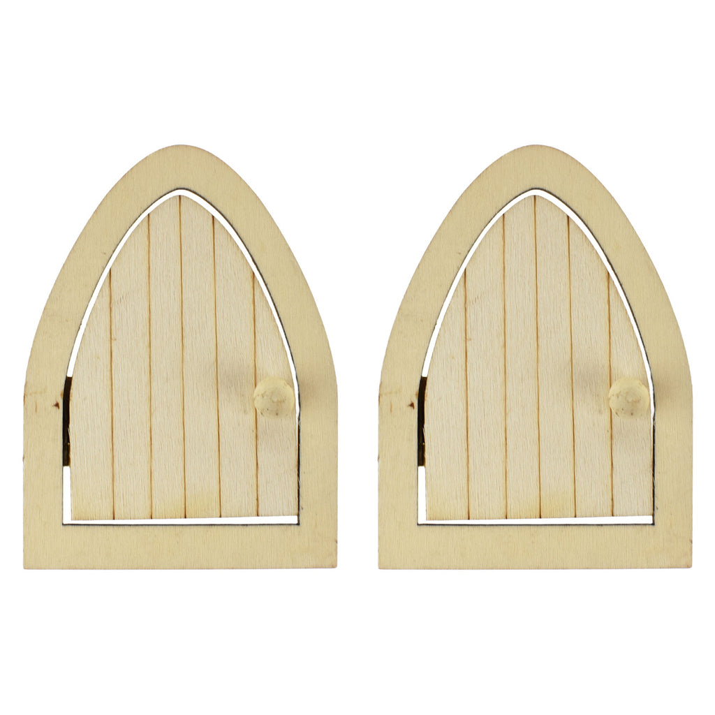 Wooden Craft Archway Fairy Doors with Hinge, 3-1/16-inch, 2-count
