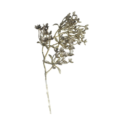 Artificial Glitter Blossom Pick, Champagne, 12-Inch