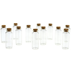 Glass Vial Bottles Cork Lid, 3-1/4-inch x 1-1/8-inch, 12-count, Clear