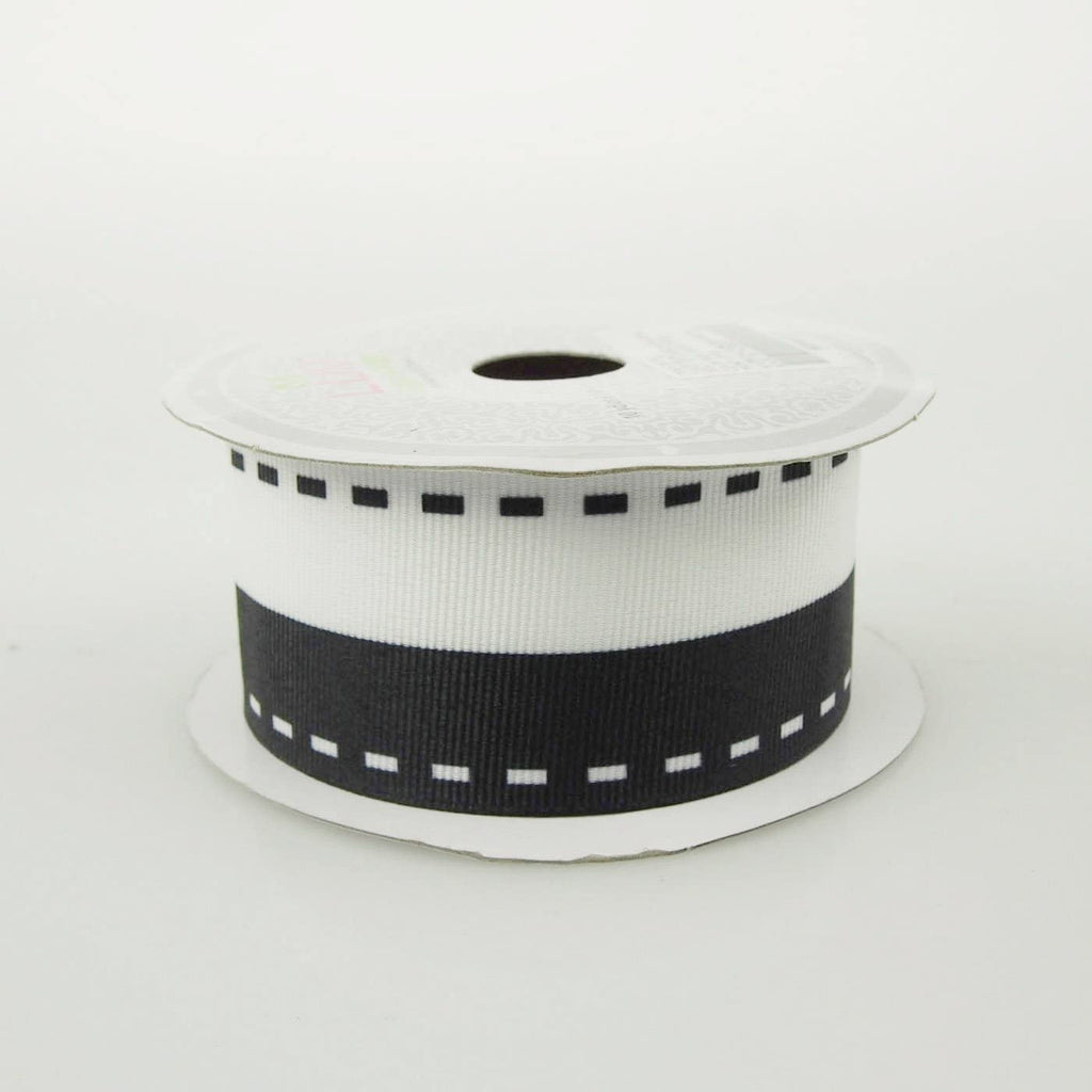 Saddle Stitch White Grosgrain Ribbon, 1-1/2-inch, 10-yard