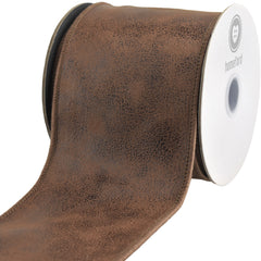 Deluxe Double Sided Leather Wired Ribbon, 5-yard