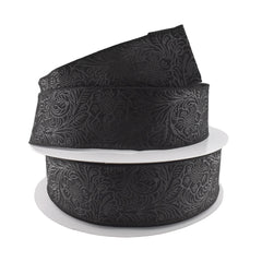 Embossed Flowers Hot Cut Edge Floral Wrap Ribbon, 2-1/2-inch, 50-yard