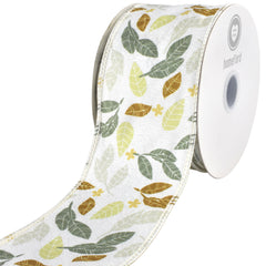 Leaves Textured Finish Wired Ribbon, 10-yard
