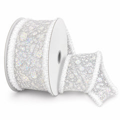 Christmas Iridescent Glitter Dot Sheer Wired Ribbon, 10-yard