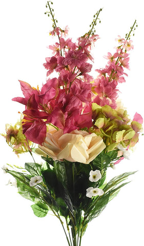 Artificial Rose, Lily, and Hydrangea Bouquet, 26-inch, Mauve/Green