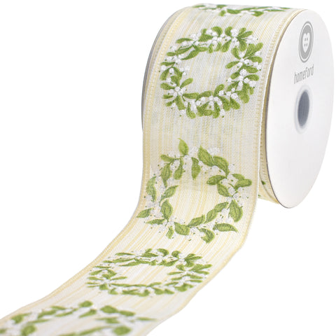 Christmas Iridescent Berry Wreaths Wired Ribbon, 10-yard