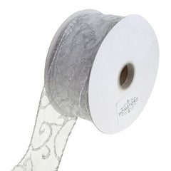 Glitter Swirl Organza Wired Christmas Holiday Ribbon, 2-1/2-Inch, 50 Yards