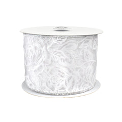 Glittered Roses Sheer Organza Wired Ribbon, 10-yard