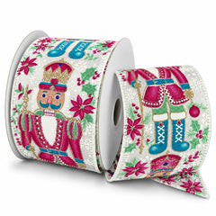 Fancy Nutcracker Christmas Linen Wired Ribbon