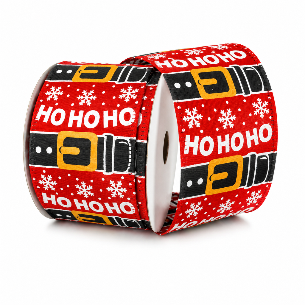 Glitter Santa Belt Wired Ribbon, 2-1/2-inch, 10-yard