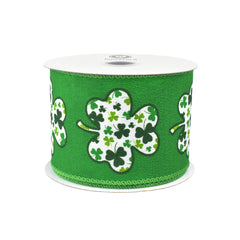 St. Patrick's Shamrock Clover Silhouette Wired Ribbon, 10-yard