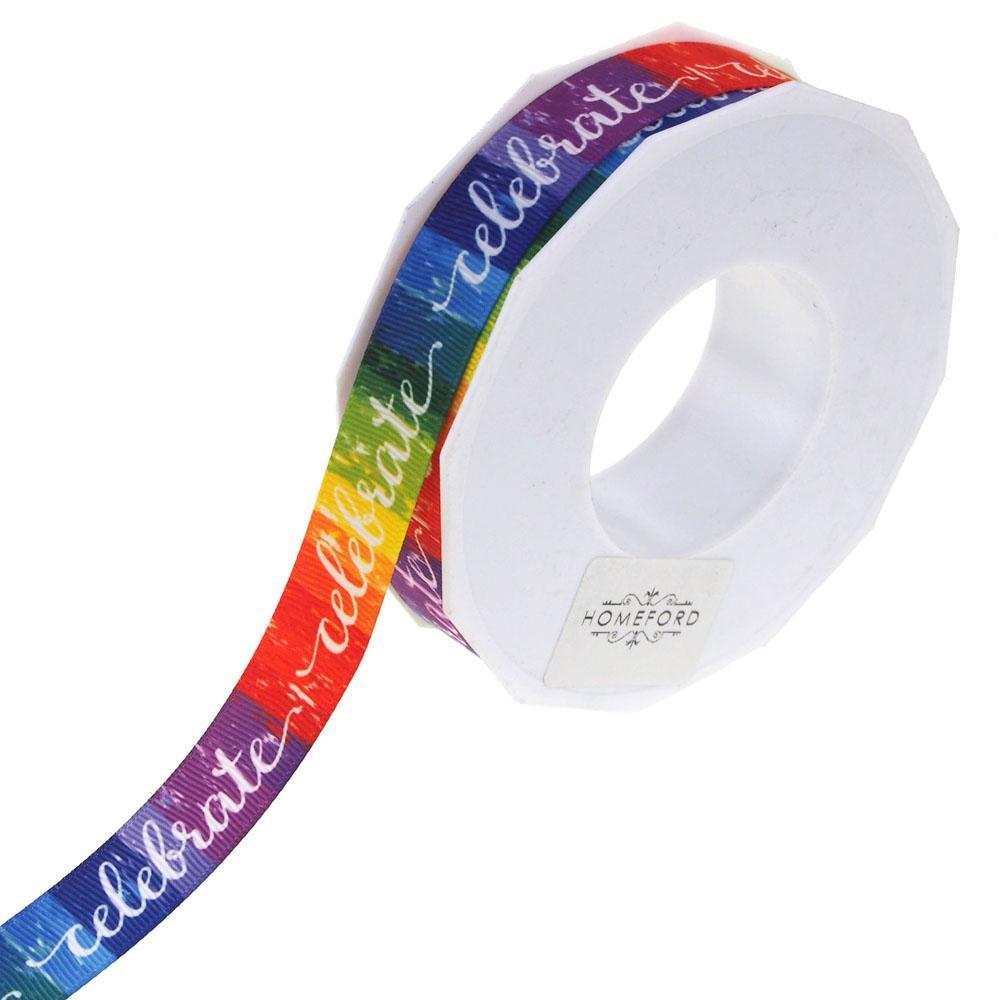 Celebrate Rainbow Grosgrain Ribbon, 7/8-Inch, 25-Yard