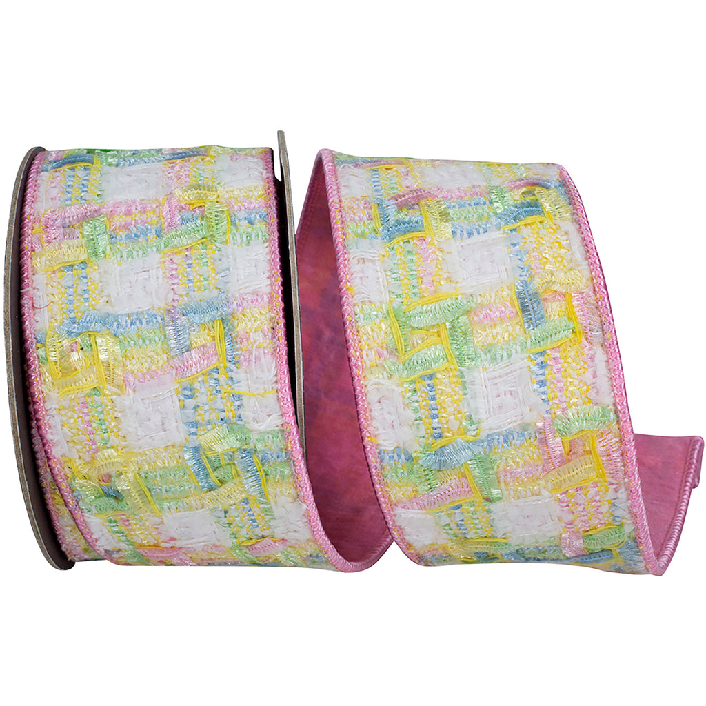 Chenille Checkered Wired Edge Ribbon, 5-yard